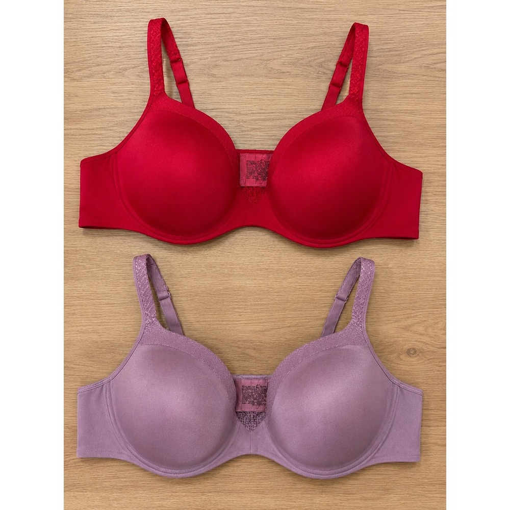 Playtex 18 Hour Ultimate Lift Support Wireless Bra 2 Pack Red Purple 38DD